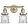 Canton 14.25" Wide 2 Light Antique Brass Bath Vanity Light With Clear