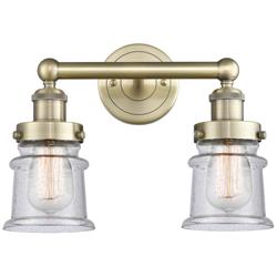 Canton 14.25" Wide 2 Light Antique Brass Bath Vanity Light With Seedy