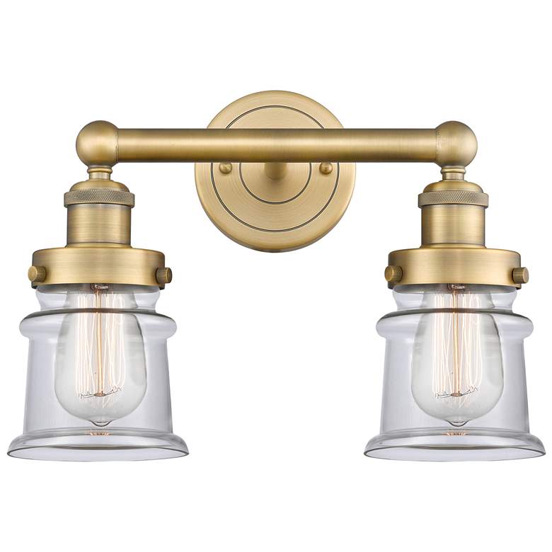 Image 1 Canton 14.25" Wide 2 Light Brushed Brass Bath Vanity Light With Clear