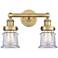 Canton 14.25" Wide 2 Light Brushed Brass Bath Vanity Light With Clear