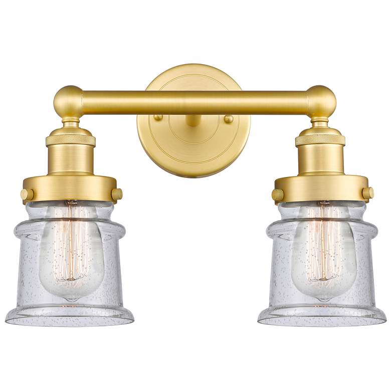 Image 1 Canton 14.25" Wide 2 Light Satin Gold Bath Vanity Light With Seedy Sha