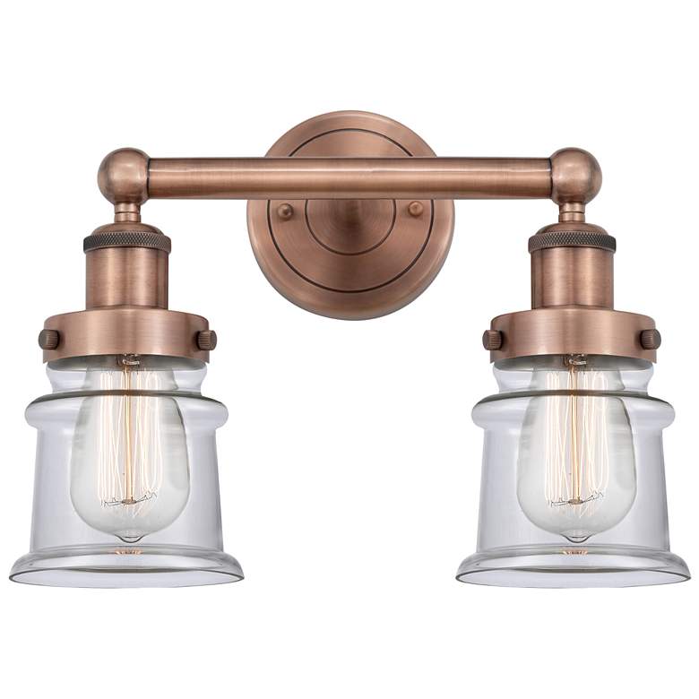 Image 1 Canton 14.25 inchW 2 Light Antique Copper Bath Vanity Light With Clear Sha
