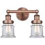 Canton 14.25"W 2 Light Antique Copper Bath Vanity Light With Clear Sha