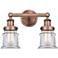 Canton 14.25"W 2 Light Antique Copper Bath Vanity Light With Clear Sha