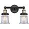 Canton 14.25"W 2 Light Black Antique Brass Bath Light With Clear Shade
