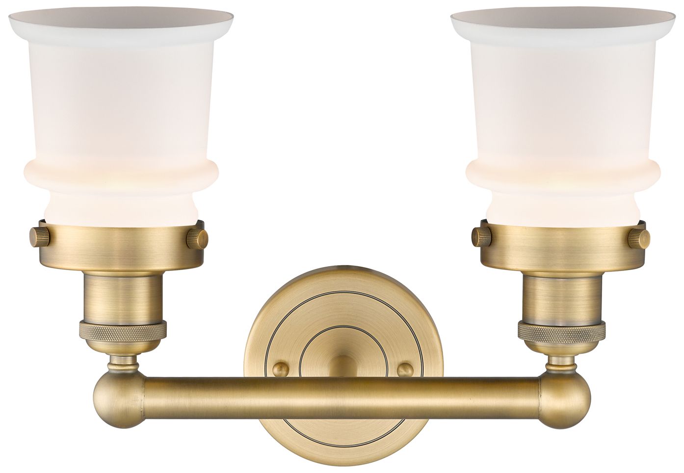 Image 2 Canton 14.25"W 2 Light Brushed Brass Bath Vanity Light With White Shad more views