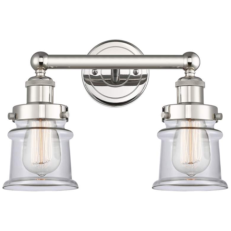 Image 1 Canton 14.25 inchW 2 Light Polished Nickel Bath Vanity Light With Clear Sh