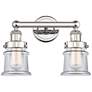 Canton 14.25"W 2 Light Polished Nickel Bath Vanity Light With Clear Sh