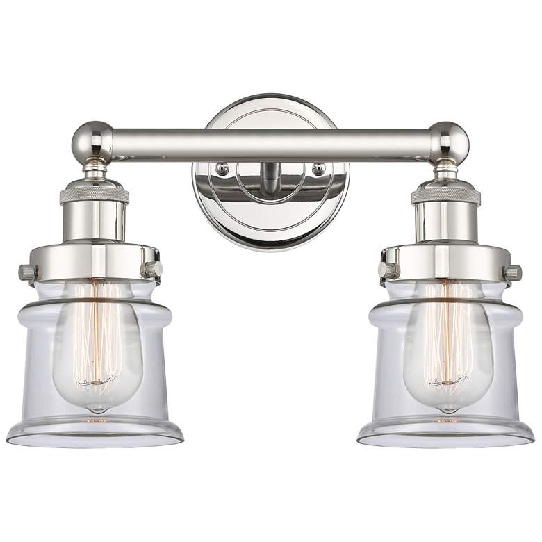 Image 1 Canton 14.25"W 2 Light Polished Nickel Bath Vanity Light With Clear Sh