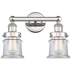 Canton 14.25&quot;W 2 Light Polished Nickel Bath Vanity Light With Clear Sh