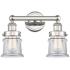 Canton 14.25"W 2 Light Polished Nickel Bath Vanity Light With Clear Sh