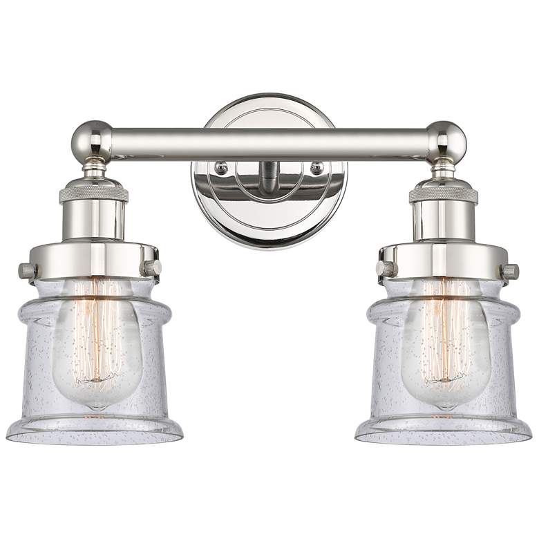 Image 1 Canton 14.25"W 2 Light Polished Nickel Bath Vanity Light With Seedy Sh