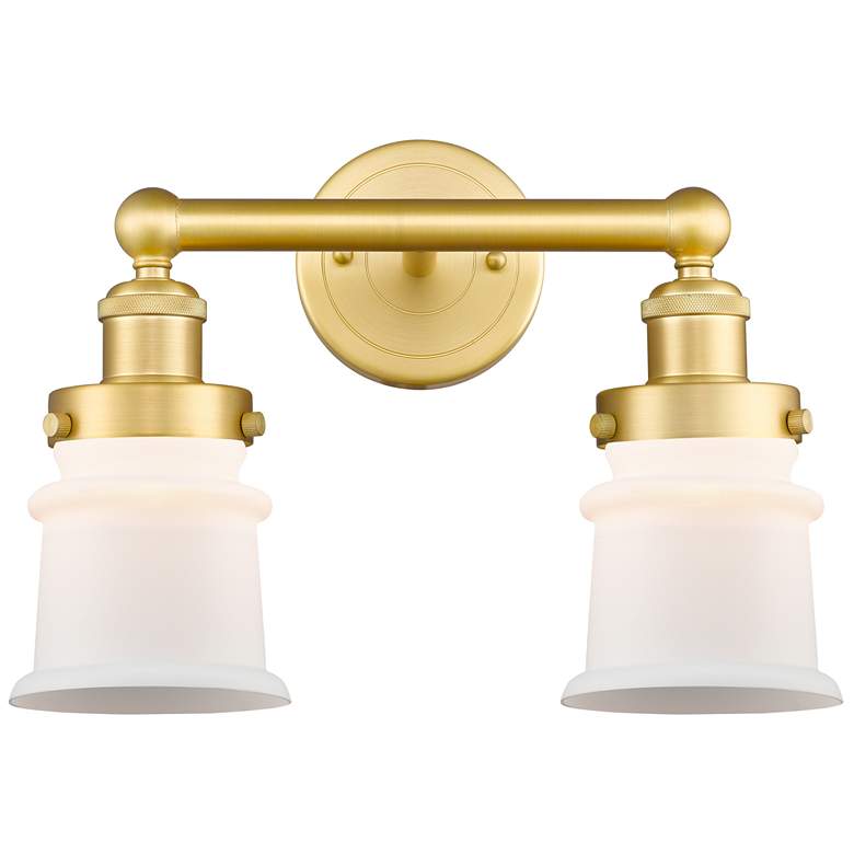 Image 1 Canton 14.25"W 2 Light Satin Gold Bath Vanity Light With Matte White S