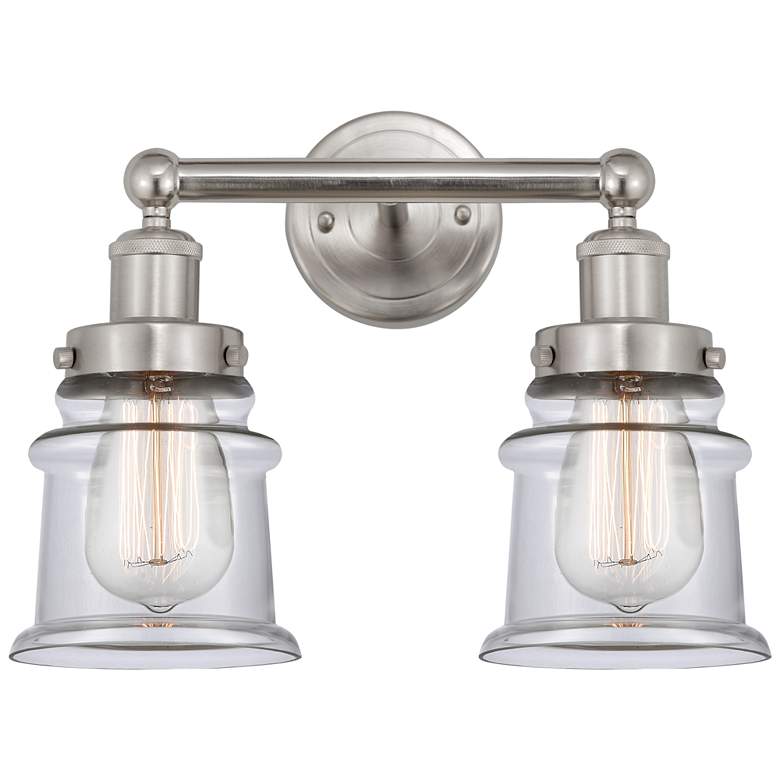 Image 1 Canton 14" 2-Light Brushed Satin Nickel Bath Light w/ Clear Shade