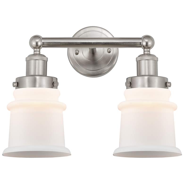 Image 1 Canton 14" 2-Light Brushed Satin Nickel Bath Light w/ Matte White Shad