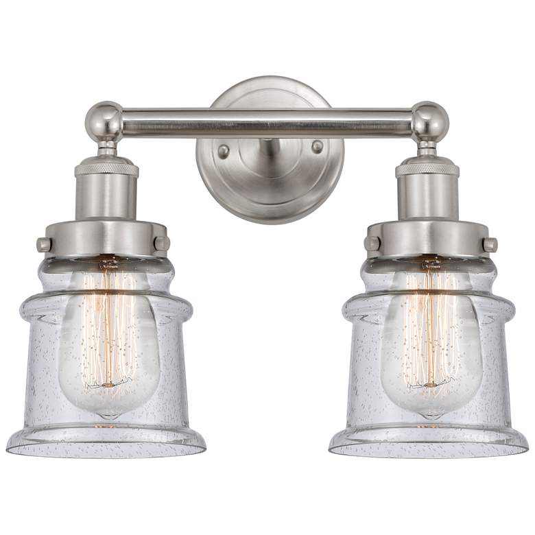 Image 1 Canton 14" 2-Light Brushed Satin Nickel Bath Light w/ Seedy Shade