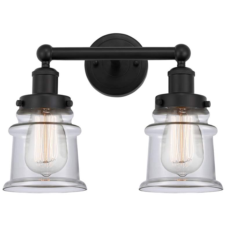 Image 1 Canton 14" 2-Light Matte Black Bath Light w/ Clear Shade