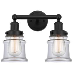 Canton 14" 2-Light Matte Black Bath Light w/ Clear Shade