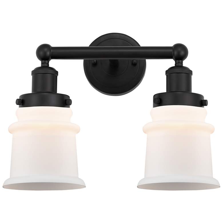 Image 1 Canton 14" 2-Light Matte Black Bath Light w/ Matte White Shade