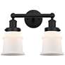 Canton 14" 2-Light Matte Black Bath Light w/ Matte White Shade