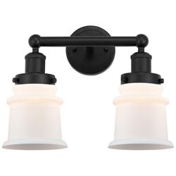Canton 14" 2-Light Matte Black Bath Light w/ Matte White Shade