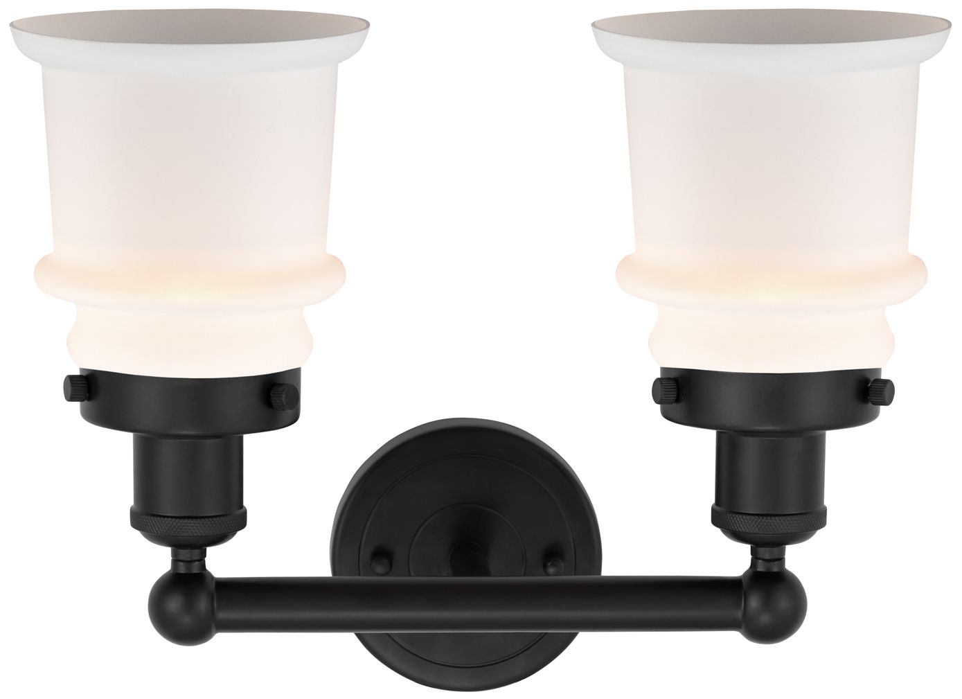 Image 2 Canton 14" 2-Light Matte Black Bath Light w/ Matte White Shade more views