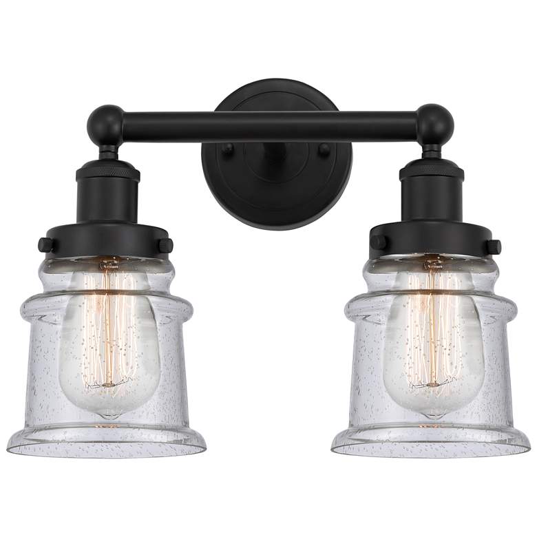 Image 1 Canton 14" 2-Light Matte Black Bath Light w/ Seedy Shade