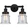 Canton 14" 2-Light Matte Black Bath Light w/ Seedy Shade