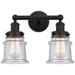 Canton 14" 2-Light Matte Black Bath Light w/ Seedy Shade