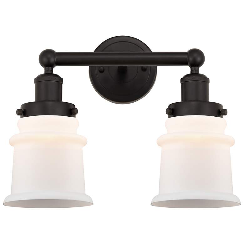 Image 1 Canton 14" 2-Light Oil Rubbed Bronze Bath Light w/ Matte White Shade