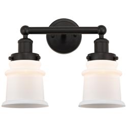 Canton 14" 2-Light Oil Rubbed Bronze Bath Light w/ Matte White Shade