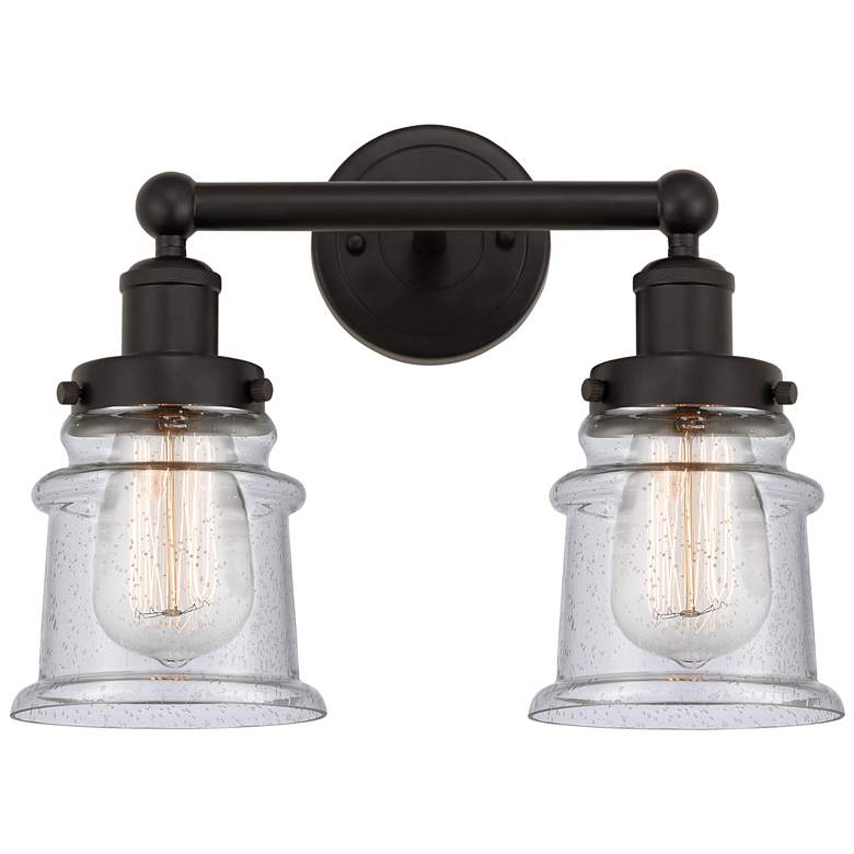 Image 1 Canton 14" 2-Light Oil Rubbed Bronze Bath Light w/ Seedy Shade