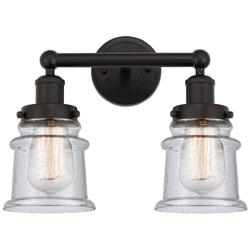Canton 14" 2-Light Oil Rubbed Bronze Bath Light w/ Seedy Shade