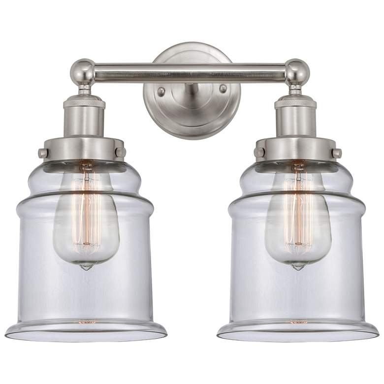 Image 1 Canton 15" 2-Light Brushed Satin Nickel Bath Light w/ Clear Shade