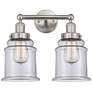 Canton 15" 2-Light Brushed Satin Nickel Bath Light w/ Clear Shade