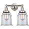 Canton 15" 2-Light Brushed Satin Nickel Bath Light w/ Clear Shade