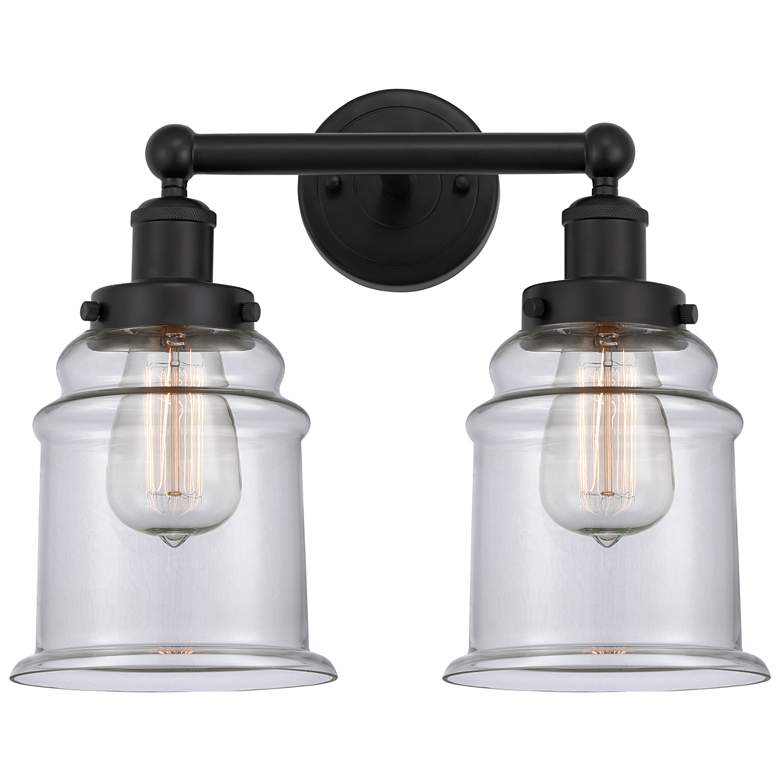 Image 1 Canton 15" 2-Light Matte Black Bath Light w/ Clear Shade