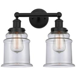Canton 15" 2-Light Matte Black Bath Light w/ Clear Shade