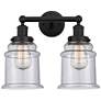 Canton 15" 2-Light Matte Black Bath Light w/ Seedy Shade