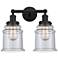 Canton 15" 2-Light Matte Black Bath Light w/ Seedy Shade