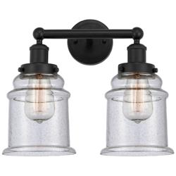 Canton 15" 2-Light Matte Black Bath Light w/ Seedy Shade