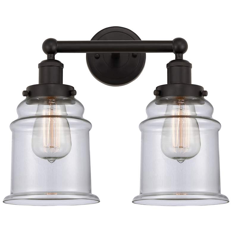 Image 1 Canton 15" 2-Light Oil Rubbed Bronze Bath Light w/ Clear Shade