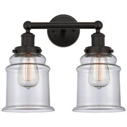 Canton 15" 2-Light Oil Rubbed Bronze Bath Light w/ Clear Shade