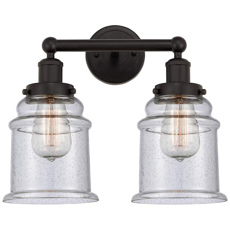 Image 1 Canton 15" 2-Light Oil Rubbed Bronze Bath Light w/ Seedy Shade