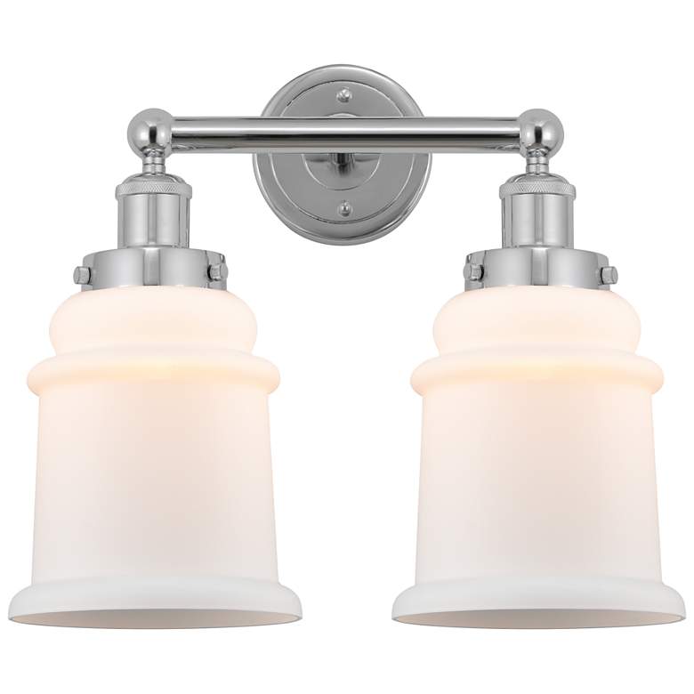 Image 1 Canton 15" 2-Light Polished Chrome Bath Light w/ Matte White Shade