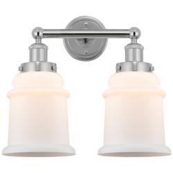 Canton 15" 2-Light Polished Chrome Bath Light w/ Matte White Shade