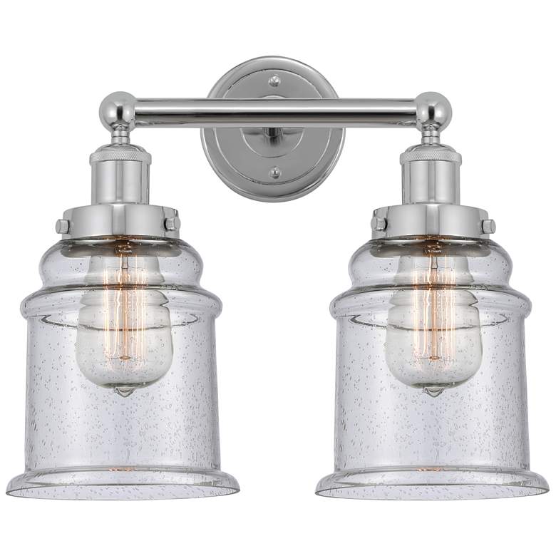 Image 1 Canton 15" 2-Light Polished Chrome Bath Light w/ Seedy Shade