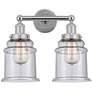 Canton 15" 2-Light Polished Chrome Bath Light w/ Seedy Shade