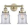 Canton 15" Wide 2 Light Antique Brass Bath Vanity Light With Clear Sha