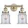 Canton 15" Wide 2 Light Antique Brass Bath Vanity Light With Clear Sha